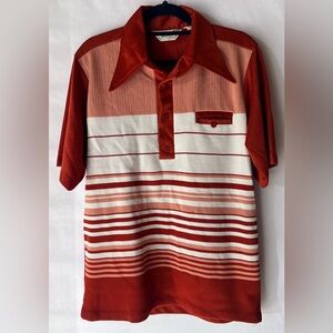 Vintage 1970’s Da Vinci of California Men’s Polo Shirt  Burnt Orange Pocket sz L